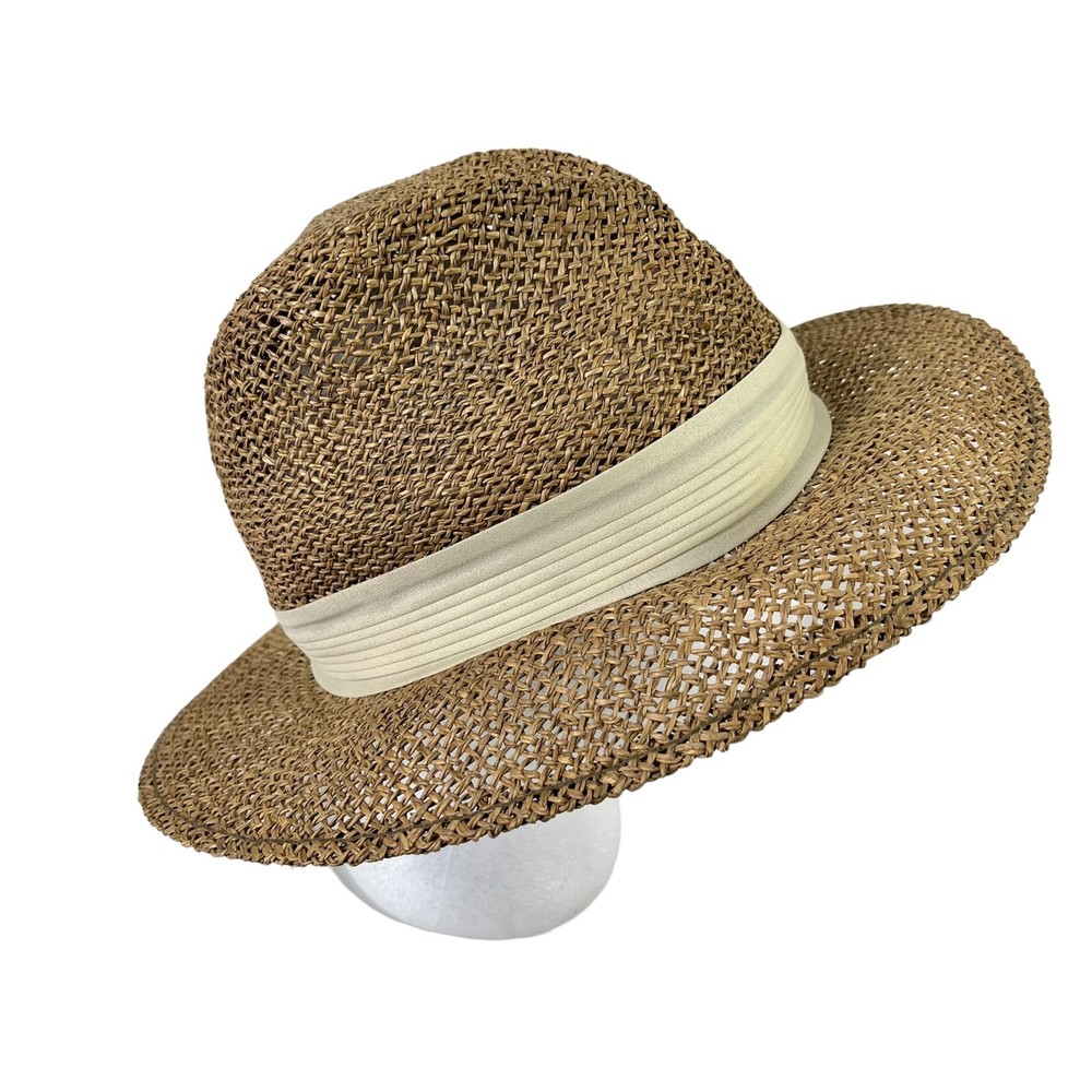 Summer Club Womens Styled In Australia Straw Hat Cream Band Natural Fiber Medium